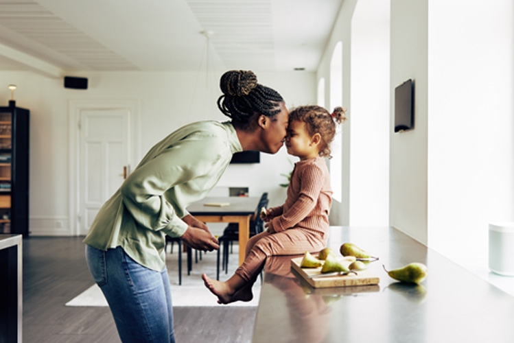 Mother and child smiling