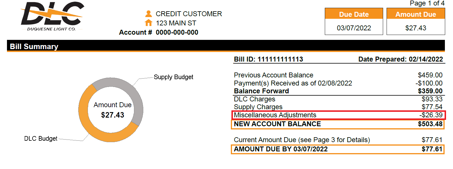 Bill Credit Adjustment page 1 Bill Credit Adjustment page 1