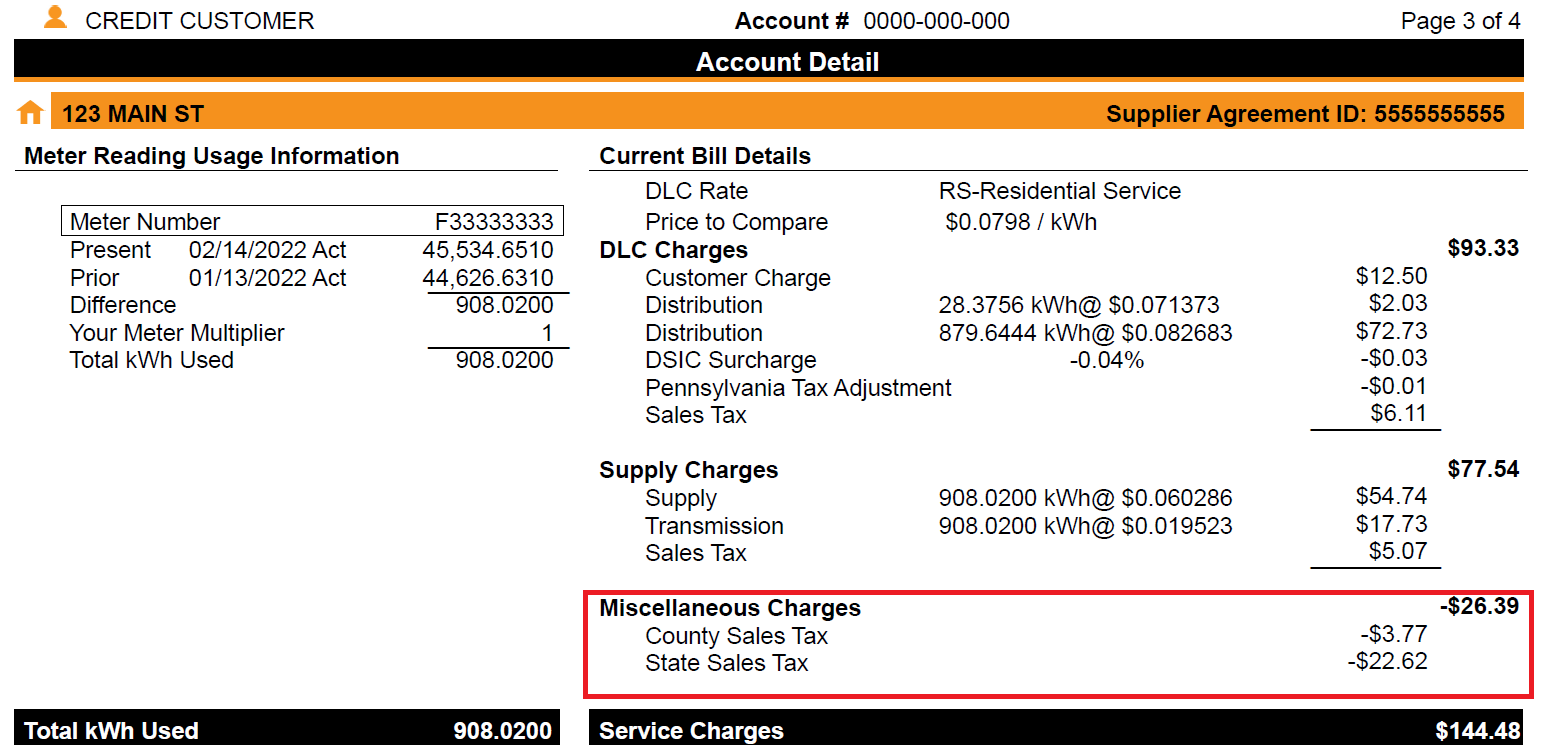 Customer Bill Credit