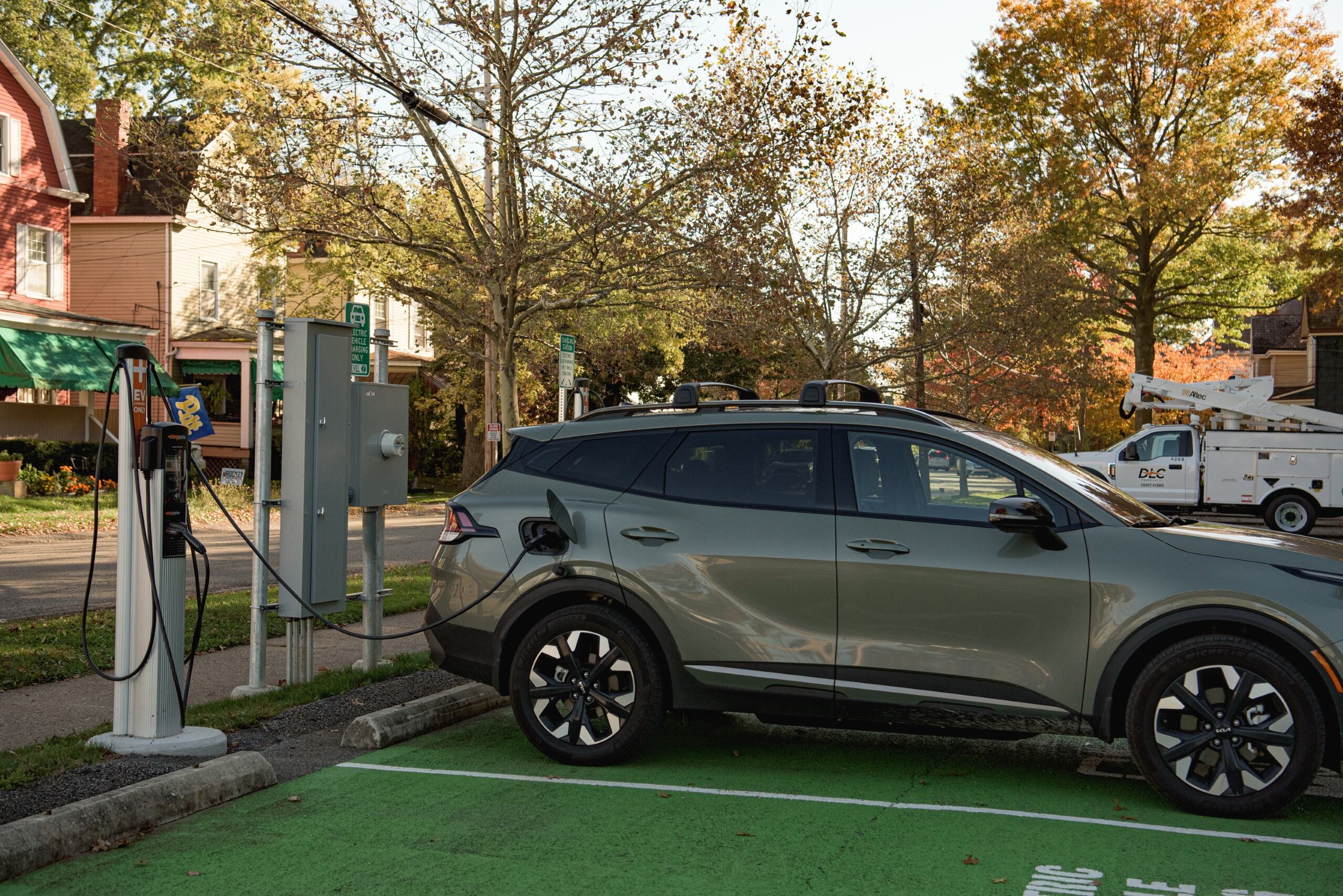 Car charging at EV charging station