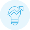 lightbulb with arrow escalating icon